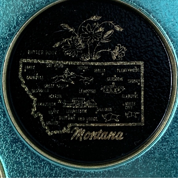 Metal Serving Trays Souvenir State Trays North Dakota & Montana - Picture 8 of 16